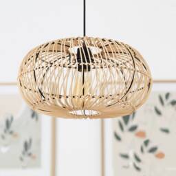 Awa Boho Rattan Pendant Light - Natural Woven Lampshade - thumbnail 3
