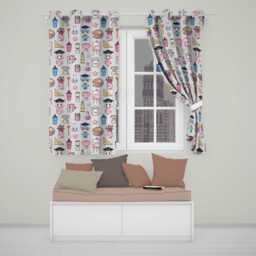 Cute Kawaii Graduation Student Art Supplies Neutral Seamless Pattern Readymade Eyelet Ring Top Thermal 100% Blackout Curtains - thumbnail 1