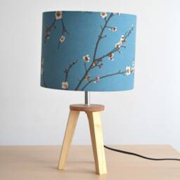 Lampshade Cotton Fabric Japanese Blue Flower Pattern, Lampshade Inspiration Sakura Flower, Light Fixture - thumbnail 2
