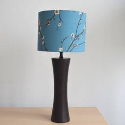 Lampshade Cotton Fabric Japanese Blue Flower Pattern, Lampshade Inspiration Sakura Flower, Light Fixture - thumbnail 4