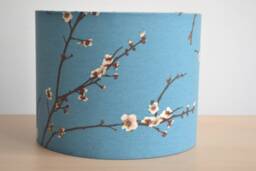 Lampshade Cotton Fabric Japanese Blue Flower Pattern, Lampshade Inspiration Sakura Flower, Light Fixture - thumbnail 1