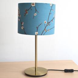 Lampshade Cotton Fabric Japanese Blue Flower Pattern, Lampshade Inspiration Sakura Flower, Light Fixture - thumbnail 3