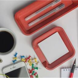 Red Desk Organizer , Cute Accessories For Women, Desktop Organiser, Stationery Trays, Office Decor, New Job Gift Her - thumbnail 3
