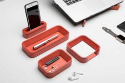 Red Desk Organizer , Cute Accessories For Women, Desktop Organiser, Stationery Trays, Office Decor, New Job Gift Her