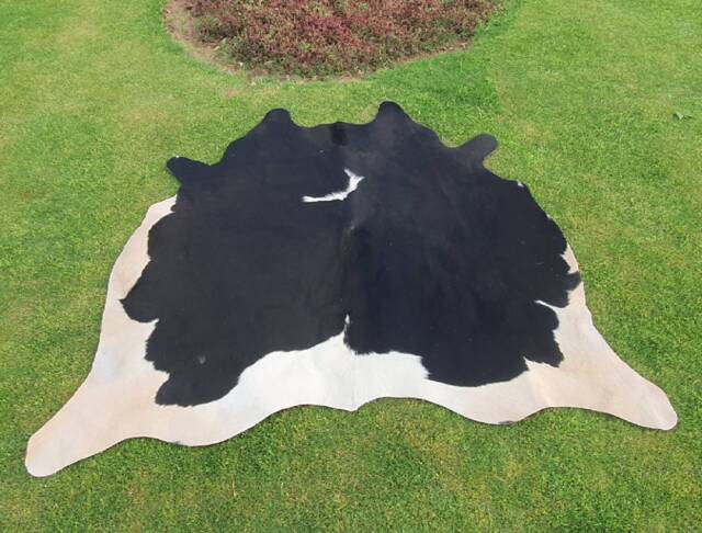 Unique Cowhide Black & White, Brazilian Cow Skin & Large Area Rug For Living Room, Real Hair On Cowhide, Upholstery Leather - image 1