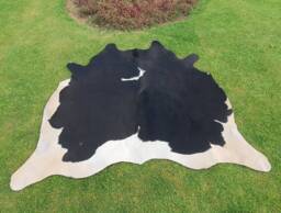 Unique Cowhide Black & White, Brazilian Cow Skin & Large Area Rug For Living Room, Real Hair On Cowhide, Upholstery Leather - thumbnail 1