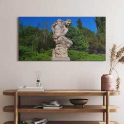 Sculpture Of The Giant in Bucharest Canvas, Wall Art Picture, Green Decoration, Travel Canvas - thumbnail 1