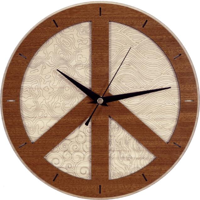 Peace Clock in Wood - image 1
