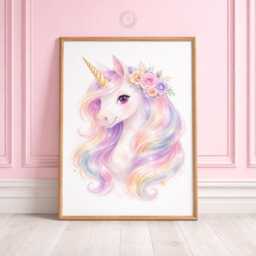Unicorn Girls Bedroom Prints - Personalised Colorful Set Of 3, Rainbow Nursery Wall Art - thumbnail 3