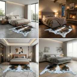 Authentic Large Brown & White Cowhide Rug - Statement Piece For Sophisticated Decor - 44x43 Inches - thumbnail 2