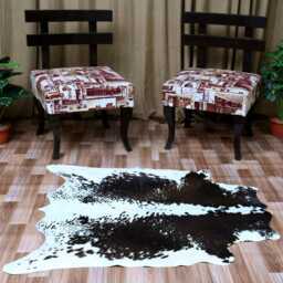 Authentic Large Brown & White Cowhide Rug - Statement Piece For Sophisticated Decor - 44x43 Inches - thumbnail 4