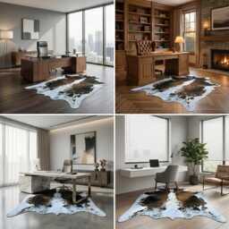 Authentic Large Brown & White Cowhide Rug - Statement Piece For Sophisticated Decor - 44x43 Inches - thumbnail 3