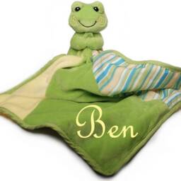 Baby Comforter Name, Frog, Frog Bedding, Knuffeldoek, Doudou Grenouille, Blanket, Personalized Gifts, Kids - thumbnail 3