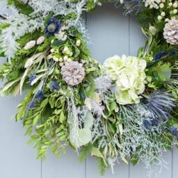 Christmas Wreath Kit. Make Your Own Blue & White Fresh Festive Door Wreath. A Complete Workshop in A Box Includes Everything You Need. #q - thumbnail 3
