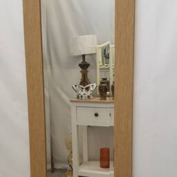 Oltons Natural Oak Finish Wood Frame Wall Mirror Rectangular Bevelled Glass 132x53cm Modern Home Decor Full-Length Long Design Made in UK - thumbnail 4