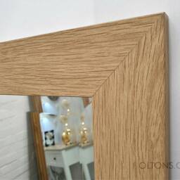 Oltons Natural Oak Finish Wood Frame Wall Mirror Rectangular Bevelled Glass 132x53cm Modern Home Decor Full-Length Long Design Made in UK - thumbnail 3