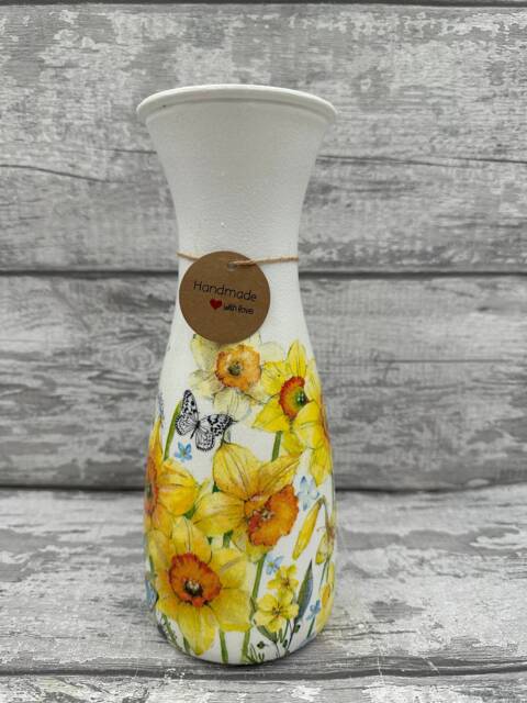 Daffodil Vase, Flower Vase , Easter - Decoupage Gift, Flowers, Mother's Day Gifts - image 1