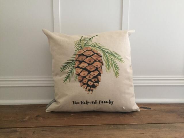 Custom Watercolor Pinecone Pillow Cover