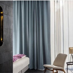 Pair Of Carolina Blue Velvet Curtains, Silky Living Room Custom Curtains - thumbnail 2