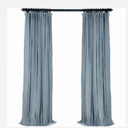 Pair Of Carolina Blue Velvet Curtains, Silky Living Room Custom Curtains - thumbnail 3