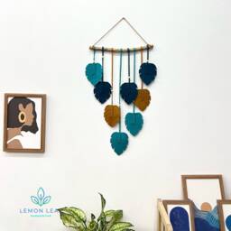 Green Monstera Macrame Wall Art Boho Leaf Tapestry - thumbnail 2