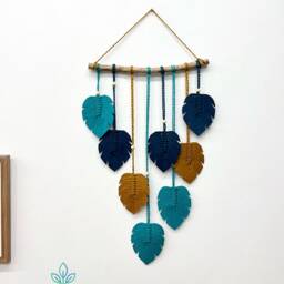 Green Monstera Macrame Wall Art Boho Leaf Tapestry - thumbnail 4