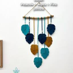 Green Monstera Macrame Wall Art Boho Leaf Tapestry - thumbnail 3