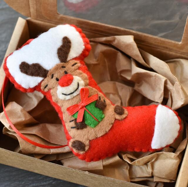 Christmas Tree Decoration Christmas Ornament Sock Felt Decorations Reindeer Reindeer - image 1