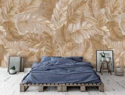Gold Palm Leaf Wallpaper Mural, Tropical Wall Decor, Peel & Stick - thumbnail 1