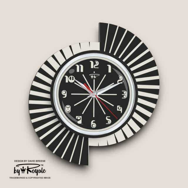 Mid-Century Modern Wall Clock Black & White Atomic Style - image 1