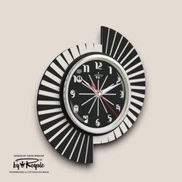 Mid-Century Modern Wall Clock Black & White Atomic Style - thumbnail 2