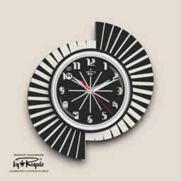 Mid-Century Modern Wall Clock Black & White Atomic Style - thumbnail 1