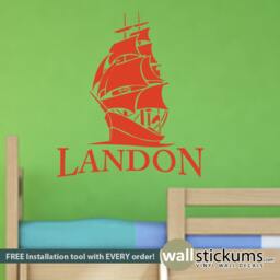 Custom Pirate Ship Wall Decal - Nautical Nursery Decor - thumbnail 1