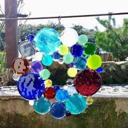 Warm Glass Confetti I Wreath Colorful 23 cm/ Fusing/Wreath Stained Glass Round Window Picture /Suncatcher /Light Play /Garden Decoration - thumbnail 2