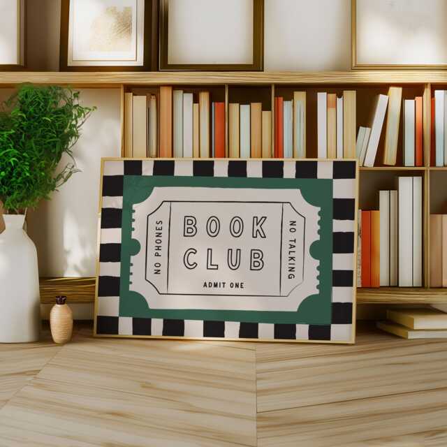 Book Club Ticket Stub Gicl??e Print Literary Wall Art - image 1