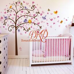 Love Heart Tree Nursery Wall Decals, Birds, Butterfly Decor - thumbnail 2