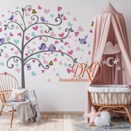 Love Heart Tree Nursery Wall Decals, Birds, Butterfly Decor - thumbnail 3