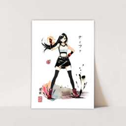 Final Fantasy Vii Fanart Print Aerith, Tifa, Yuffie, Cloud, Jessie - Watercolour, Sumi-E Style - thumbnail 3
