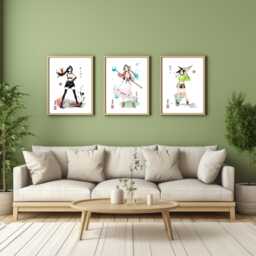 Final Fantasy Vii Fanart Print Aerith, Tifa, Yuffie, Cloud, Jessie - Watercolour, Sumi-E Style - thumbnail 1