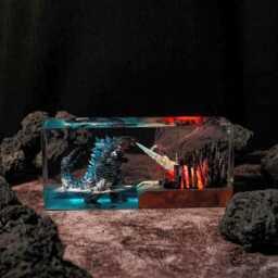 Premium Kaiju Blast City Resin Lamp - Handmade Monster Light - Atomic Breath Dragon Decor Epic Sci-Fi Unique Gift For Collectors - thumbnail 1
