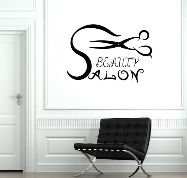 Beauty Salon Vinyl Wall Decal Hairdresser Hair Scissors Window Decor Stickers Mural - #2774Di - image 1