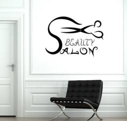 Beauty Salon Vinyl Wall Decal Hairdresser Hair Scissors Window Decor Stickers Mural - #2774Di - thumbnail 1