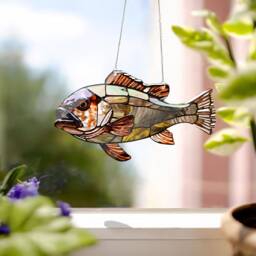 Faux Stained Glass Sea Bass Fish - Acrylic Window Hanging - thumbnail 2