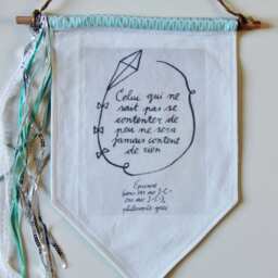 Fabric Banner, Wall Hanging, Banner Flag, Positive Quote Inspiration, Word Art Pennant - thumbnail 2