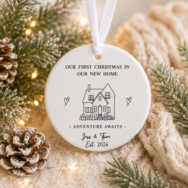 Personalised First Christmas New Home Ornament, Couple Gifts, Gifts For Friends, Xmas Bauble, 1st - image 1