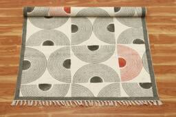 Handmade Block Print Cotton Area Rug Geometric Dhurrie Rug