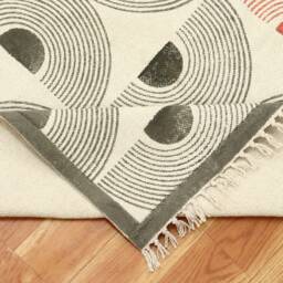 Handmade Block Print Cotton Area Rug Geometric Dhurrie Rug - thumbnail 3