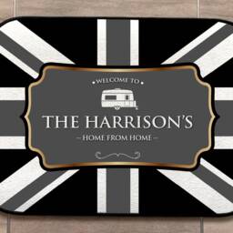 Personalised Caravan Mat - Grey Union Jack, Mobile Caravan Trailer Door 44cm X 32cm -Camping Accessories - thumbnail 2