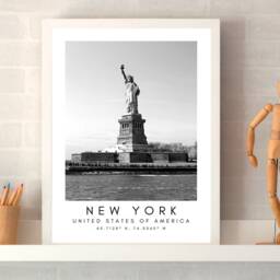 statue Of Liberty Print New York Black & White Wall Art - thumbnail 2