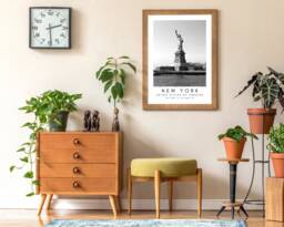 statue Of Liberty Print New York Black & White Wall Art - thumbnail 1